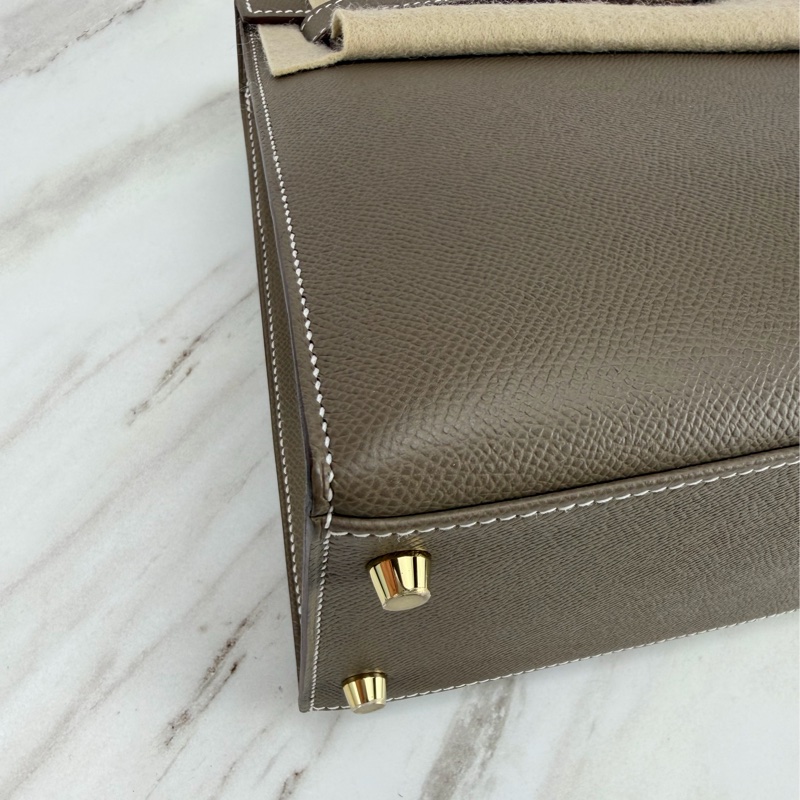 愛馬仕 Hermès Kelly28 Epsom 外縫 大象灰金釦 Kelly-9