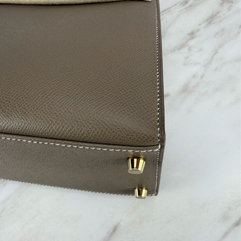 愛馬仕 Hermès Kelly28 Epsom 外縫 大象灰金釦 Kelly-10