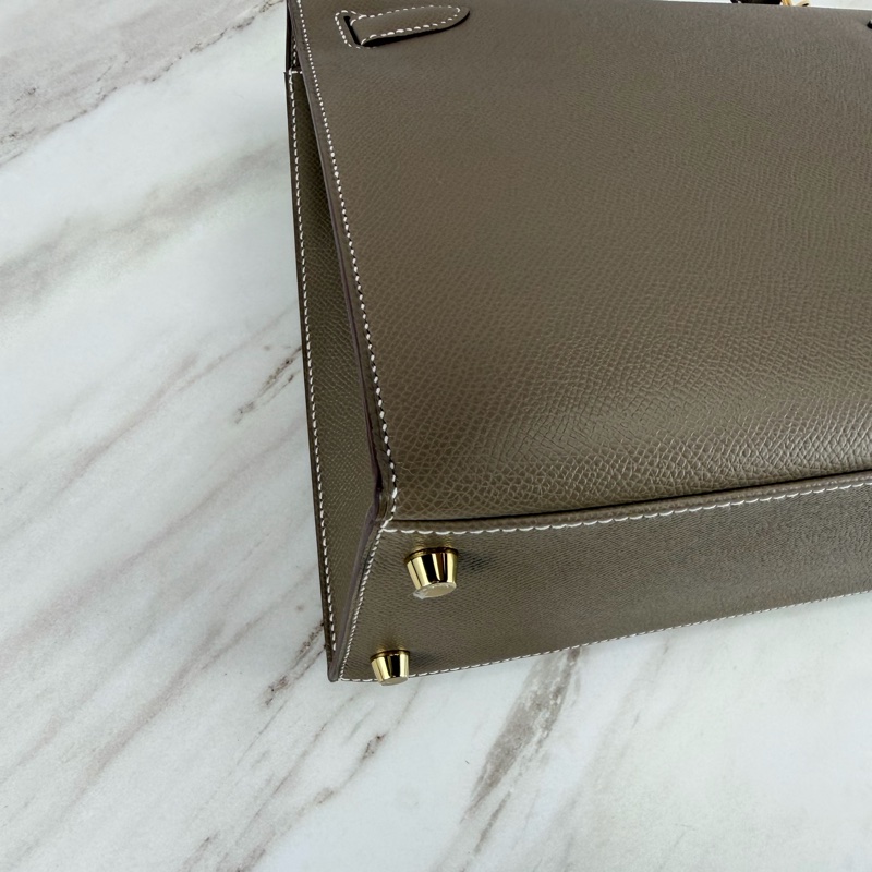 愛馬仕 Hermès Kelly28 Epsom 外縫 大象灰金釦 Kelly-11
