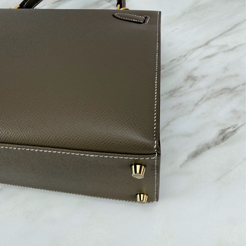 愛馬仕 Hermès Kelly28 Epsom 外縫 大象灰金釦 Kelly-12