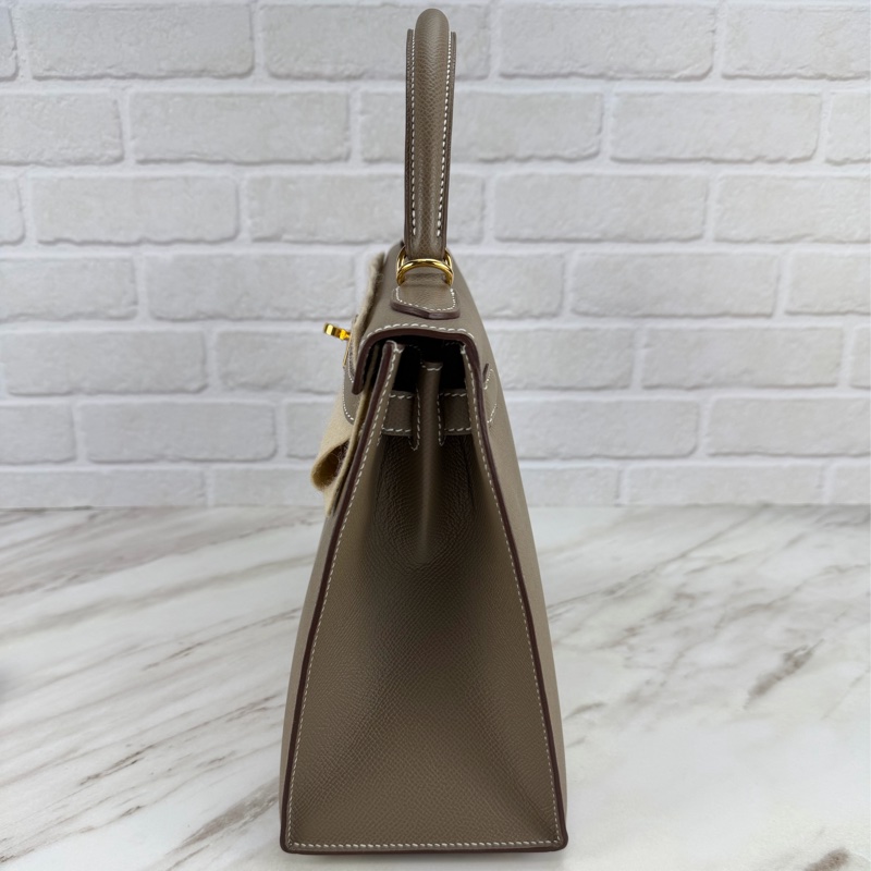 愛馬仕 Hermès Kelly28 Epsom 外縫 大象灰金釦 Kelly-13