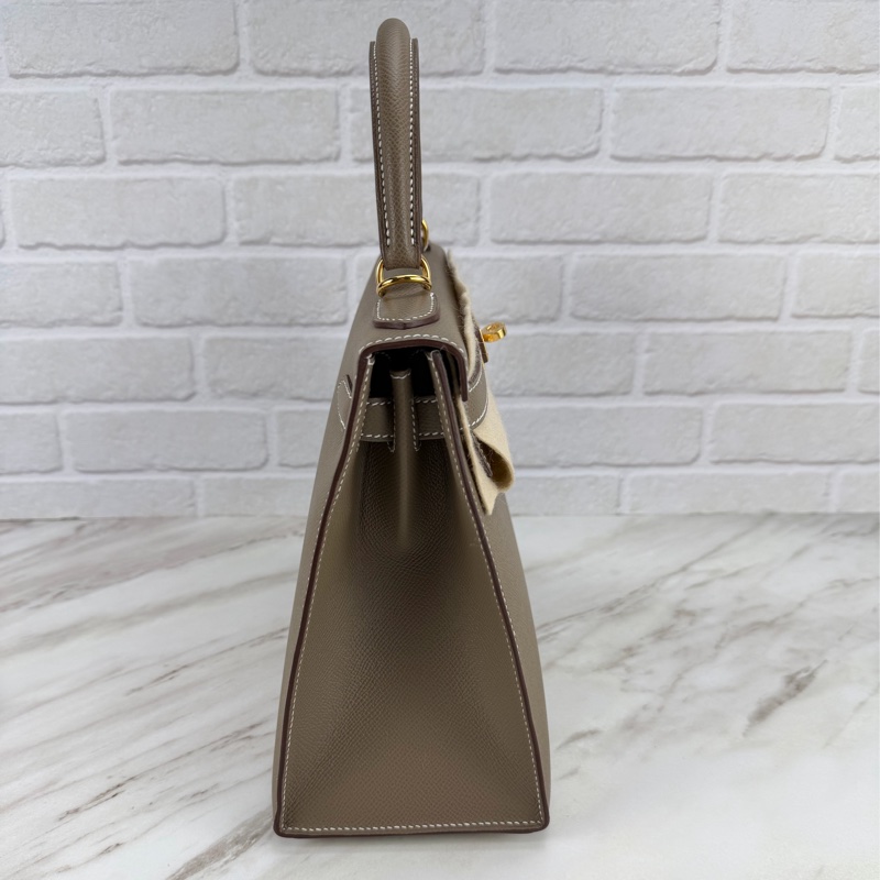 愛馬仕 Hermès Kelly28 Epsom 外縫 大象灰金釦 Kelly-14