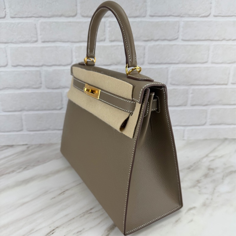愛馬仕 Hermès Kelly28 Epsom 外縫 大象灰金釦 Kelly-15