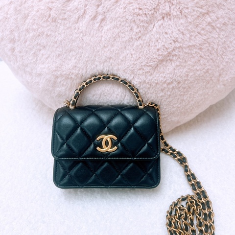 Chanel 22k 黑金迷你手柄包