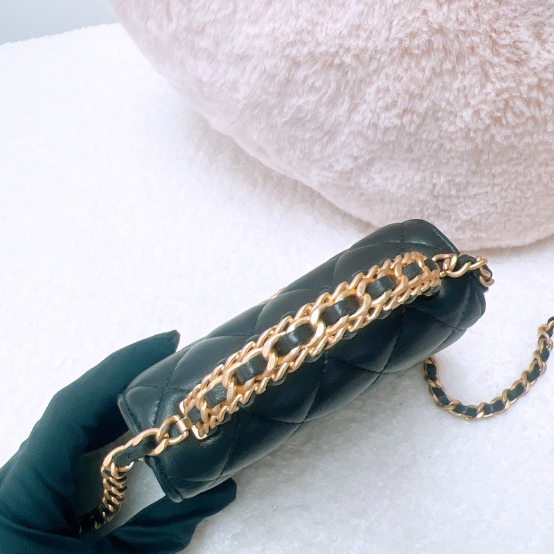 Chanel 22k 黑金迷你手柄包-7