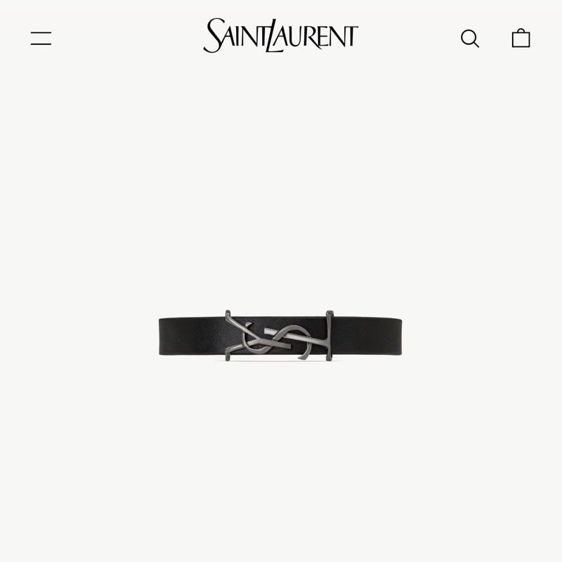 全新僅試戴 YSL CASSANDRE經典黑銀皮革手環 尺寸L-9