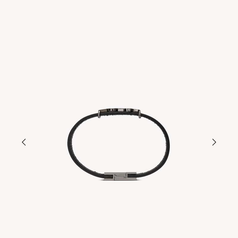 全新僅試戴 YSL CASSANDRE經典黑銀皮革手環 尺寸L-10