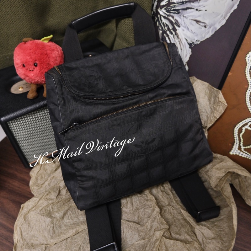 Chanel Travel Line Backpack 香奈兒中古黑色冰格書包/背包-0