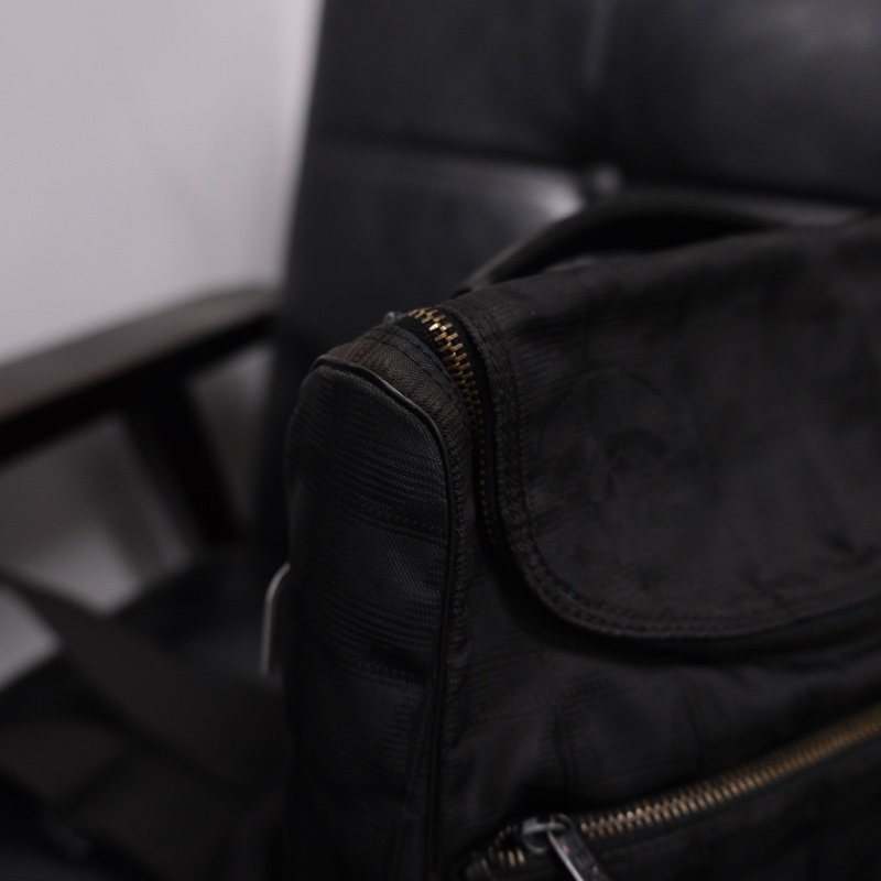 Chanel Travel Line Backpack 香奈兒中古黑色冰格書包/背包-8