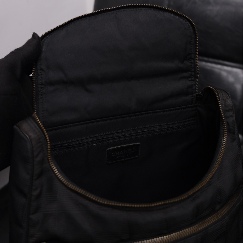 Chanel Travel Line Backpack 香奈兒中古黑色冰格書包/背包-10