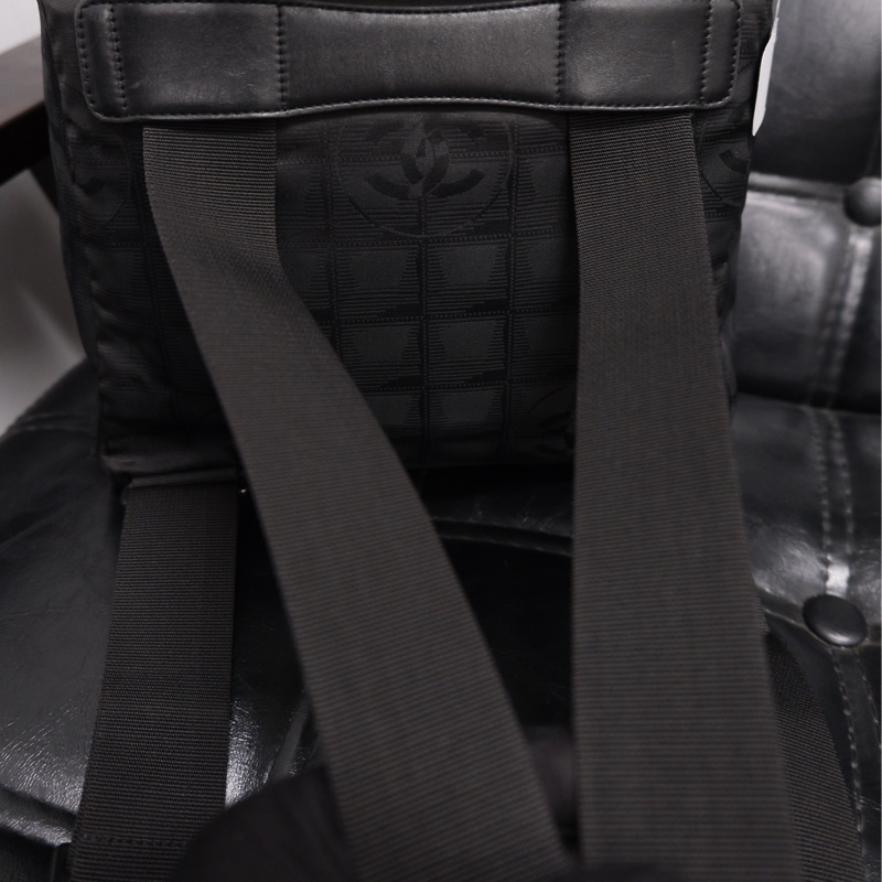 Chanel Travel Line Backpack 香奈兒中古黑色冰格書包/背包-11