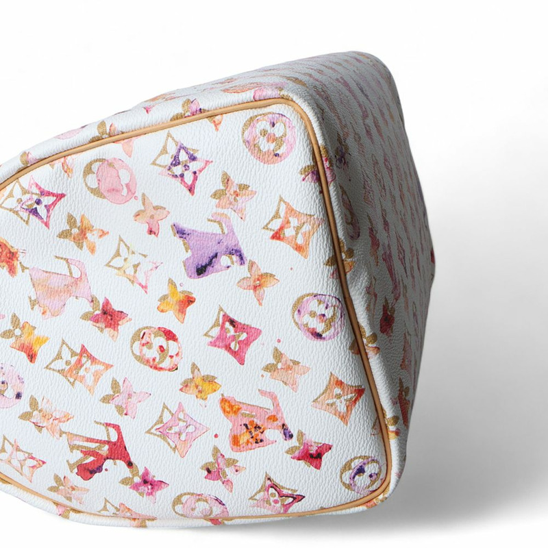 【包稅】LOUIS VUITTON Monogram Aquarelle Water Speedy 35 手提袋(含證書)/-4