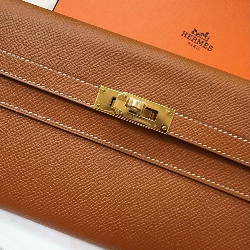 🌈Hermes🧡Kelly Wallet🧡金棕金扣🌟全新未使用🌈Epsom皮🌟長銀包🌟愛馬仕🌟-1