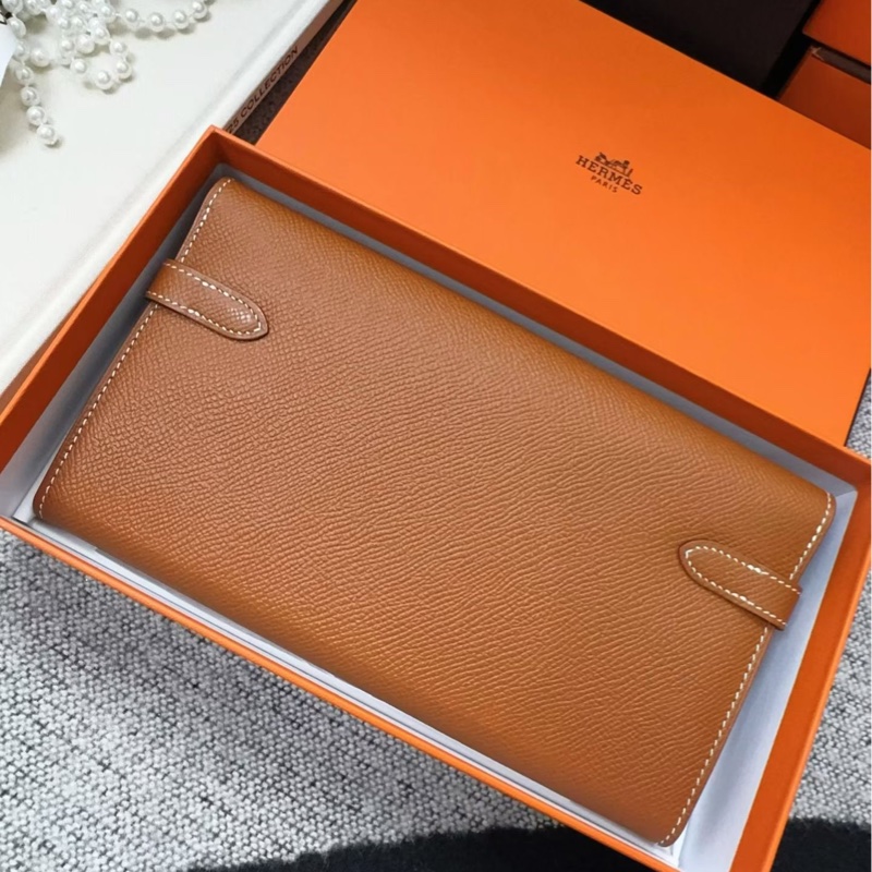 🌈Hermes🧡Kelly Wallet🧡金棕金扣🌟全新未使用🌈Epsom皮🌟長銀包🌟愛馬仕🌟-8