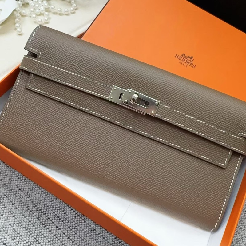 🌈Hermes🧡Kelly Wallet🧡大象灰銀扣🌟未使用閑置🌈Epsom皮🌟長銀包🌟愛馬仕🌟-1