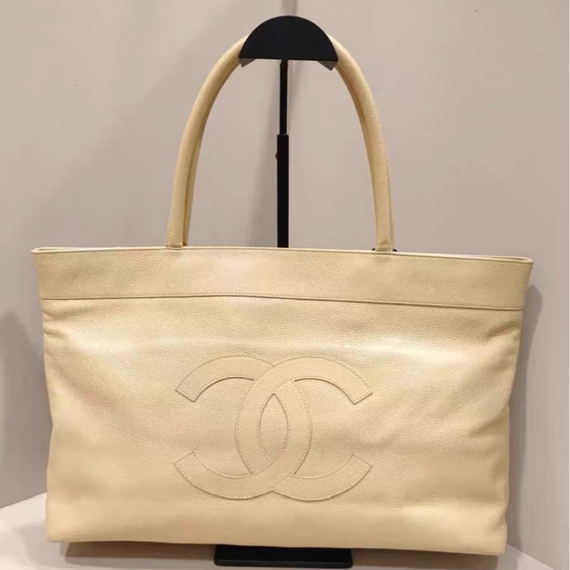 【Chanel檢漏✨ 全網最低價！】Chanel荔枝皮 鵝黃色Tote 經典實用-1