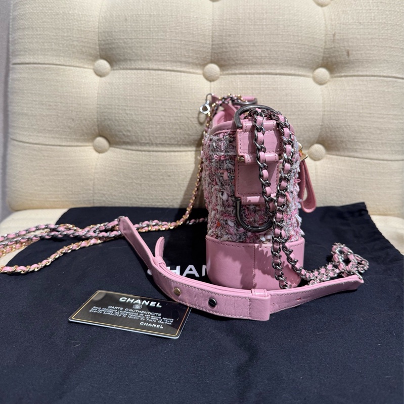 【97%新 ✨ 全網最低價!】Chanel 香奈兒 流浪包 小號 粉色 毛呢-3