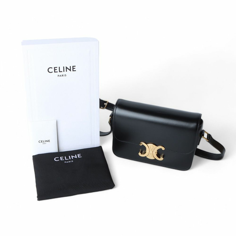 【包稅】CELINE Celine 188423BF4 Tiny Triomphe 亮面小牛皮斜背包/32333--7