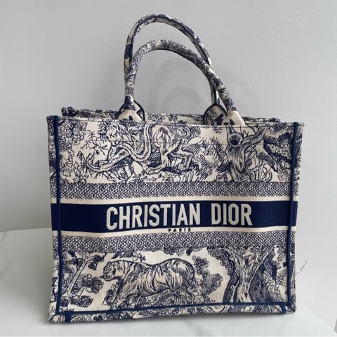 【97%新 ✨ 全網最低價！】Dior Book Tote動物園托特 中號 藍白配色