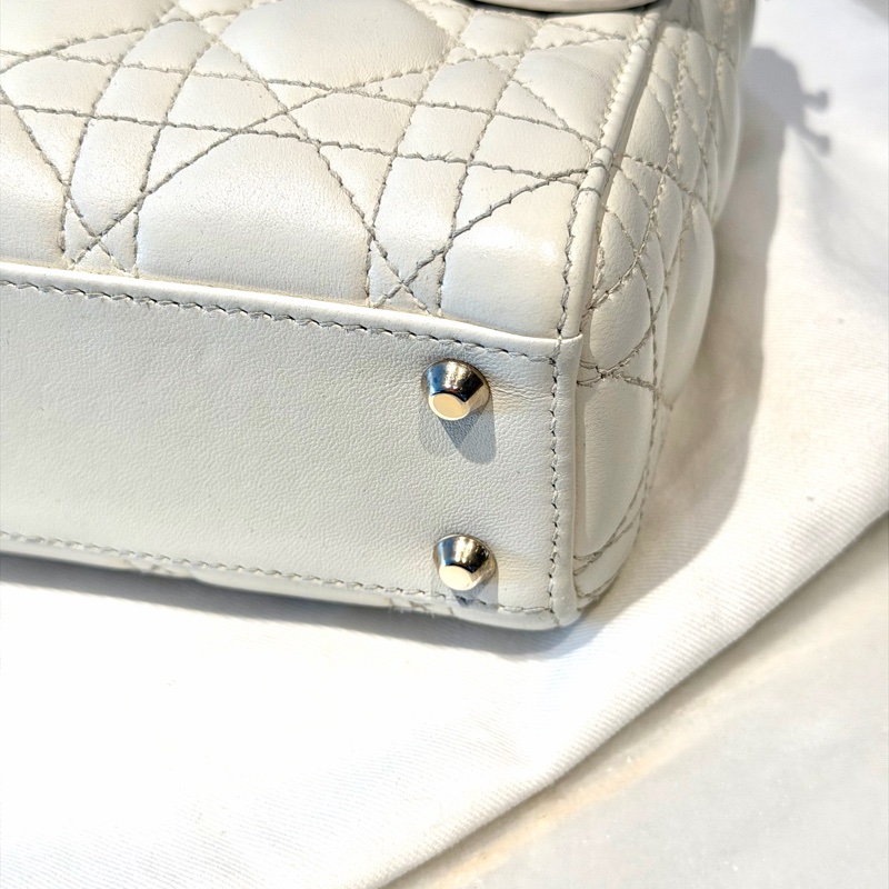 【96%新 ✨ 全網最低價!】DIOR迪奧 Lady dior mini 奶白色 三格戴妃包 手提單肩斜挎包-7