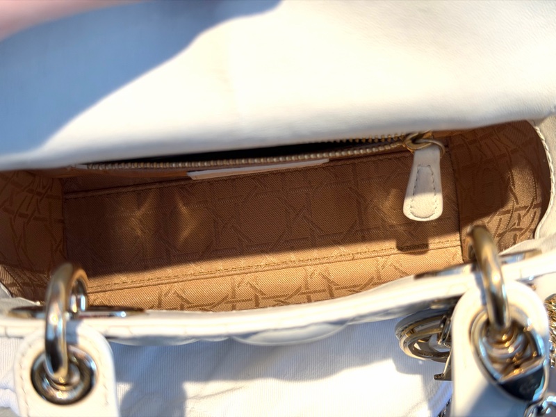 【96%新 ✨ 全網最低價!】DIOR迪奧 Lady dior mini 奶白色 三格戴妃包 手提單肩斜挎包-9