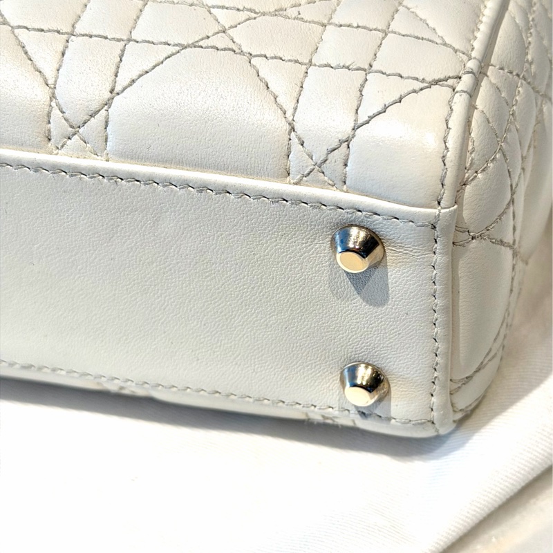 【96%新 ✨ 全網最低價!】DIOR迪奧 Lady dior mini 奶白色 三格戴妃包 手提單肩斜挎包-12