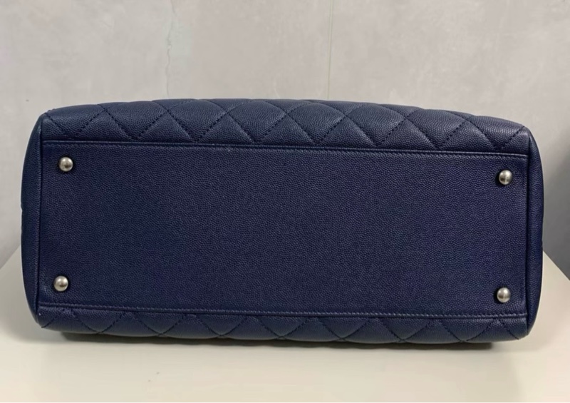 香奈兒chanel牛皮保齡球，午夜藍手提斜挎包，蜥蜴手柄23開-2