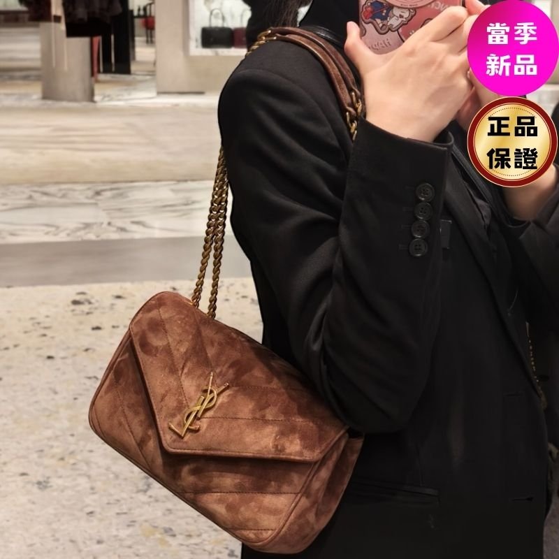 🎉新品好折扣✨Saint Laurent YSL 801439 Loulou 中款麂皮鍊帶包-0