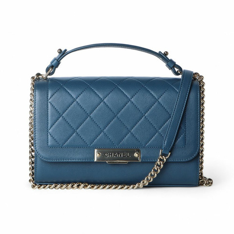 CHANEL Label Click Top Handle Flap Medium Shoulder Bag A93702