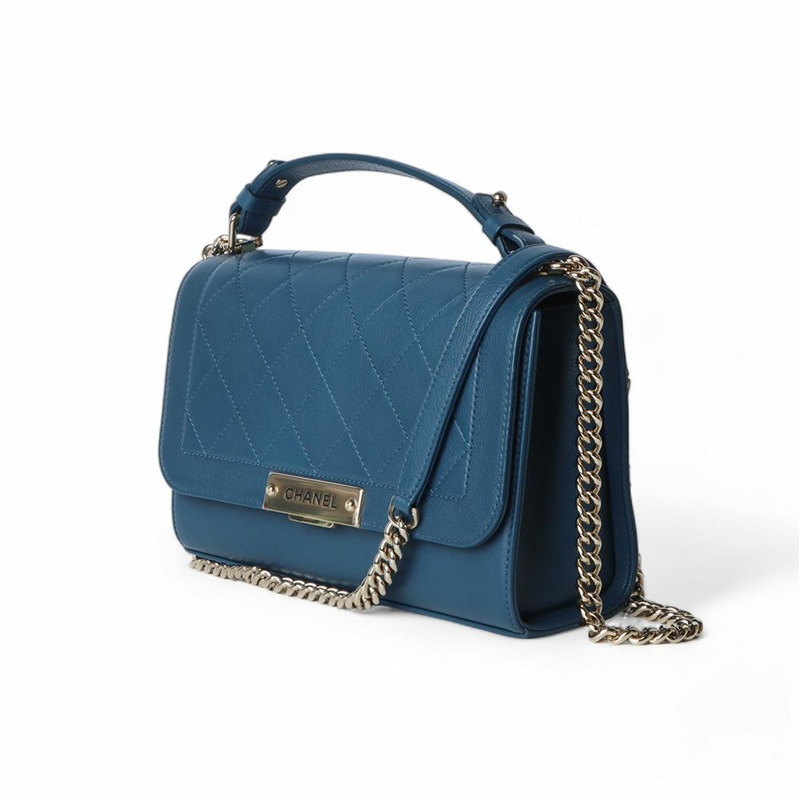 【包稅】CHANEL Label Click Top Handle Flap Medium Shoulder Bag A93702-1