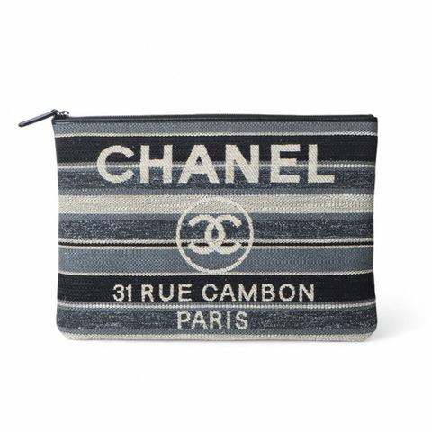 CHANEL 德維爾斜紋軟呢手拿包（大）/32404-