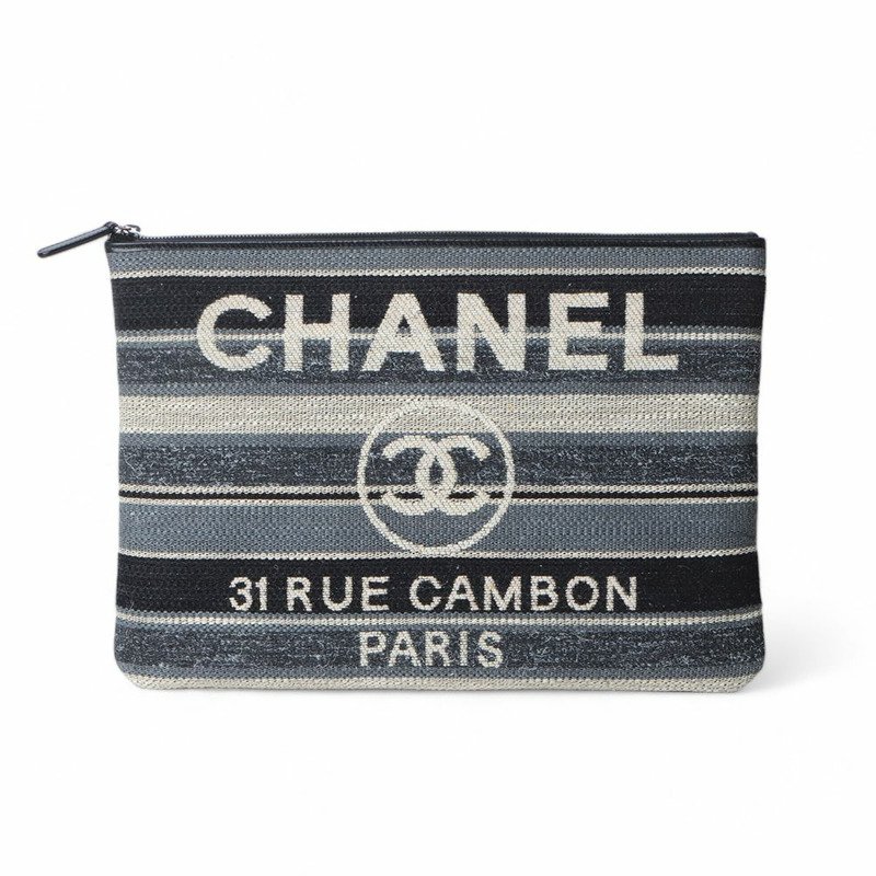 【包稅】CHANEL 德維爾斜紋軟呢手拿包（大）/32404--0