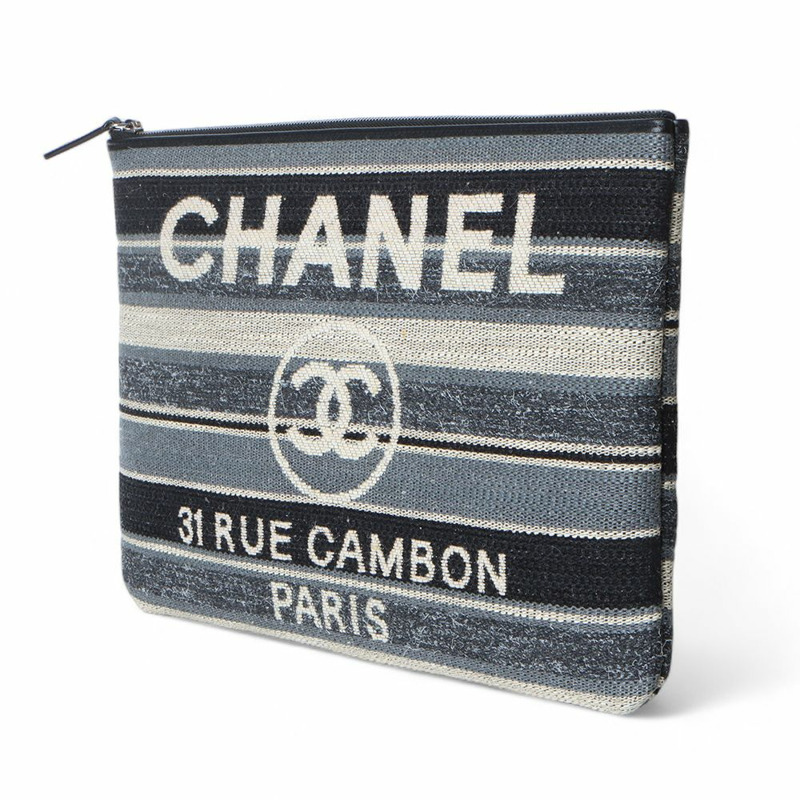 【包稅】CHANEL 德維爾斜紋軟呢手拿包（大）/32404--1