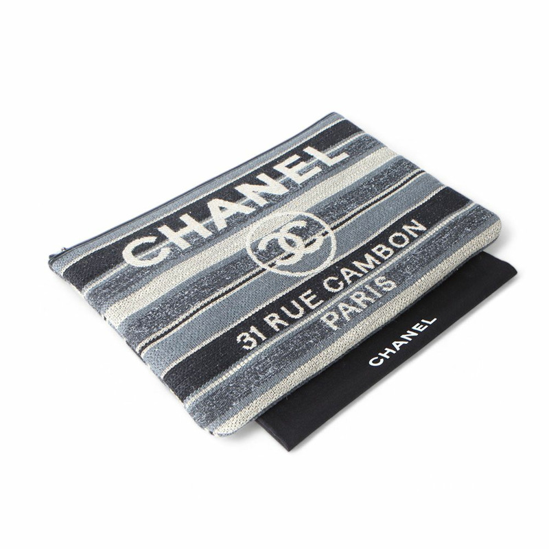 【包稅】CHANEL 德維爾斜紋軟呢手拿包（大）/32404--7