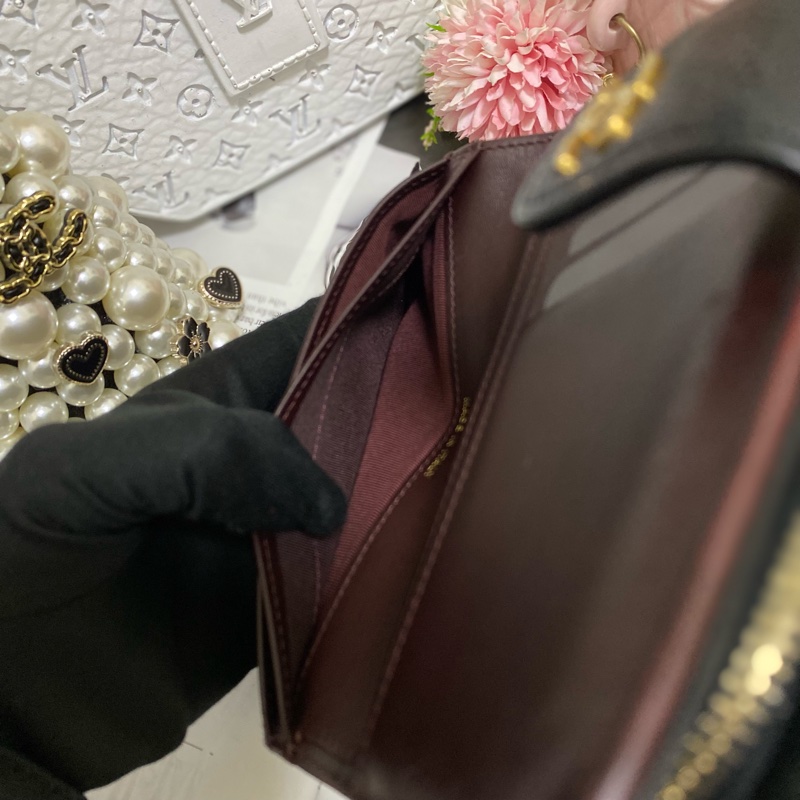 Chanel 荔枝小牛皮雙折拉鍊中夾 黑金🏅-11