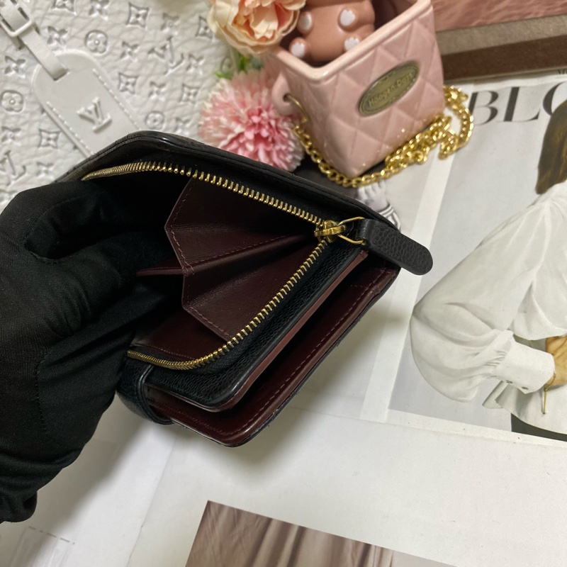 Chanel 荔枝小牛皮雙折拉鍊中夾 黑金🏅-19