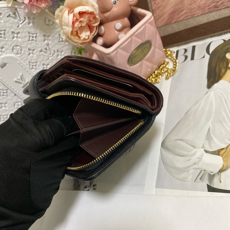 Chanel 荔枝小牛皮雙折拉鍊中夾 黑金🏅-20