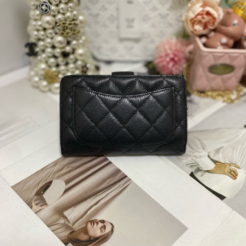 Chanel 荔枝小牛皮雙折拉鍊中夾 黑金🏅-22