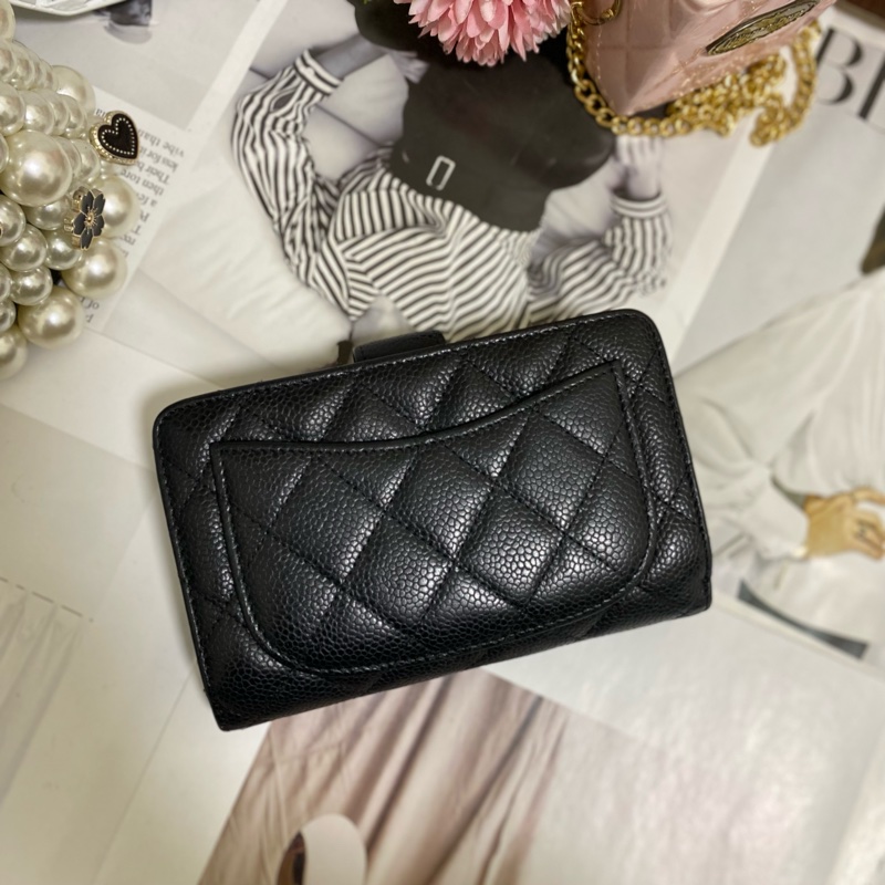 Chanel 荔枝小牛皮雙折拉鍊中夾 黑金🏅-24