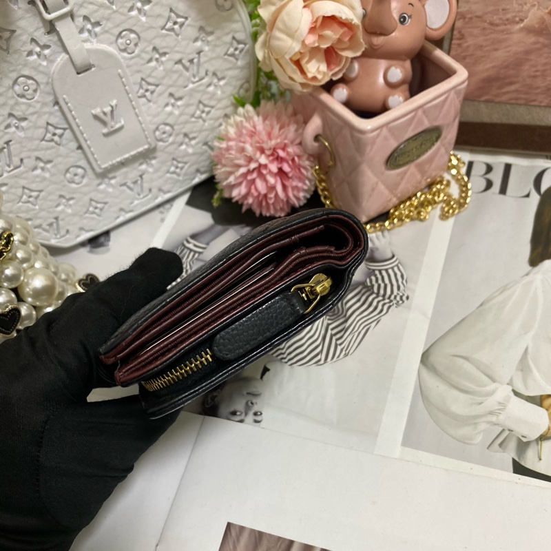 Chanel 荔枝小牛皮雙折拉鍊中夾 黑金🏅-27