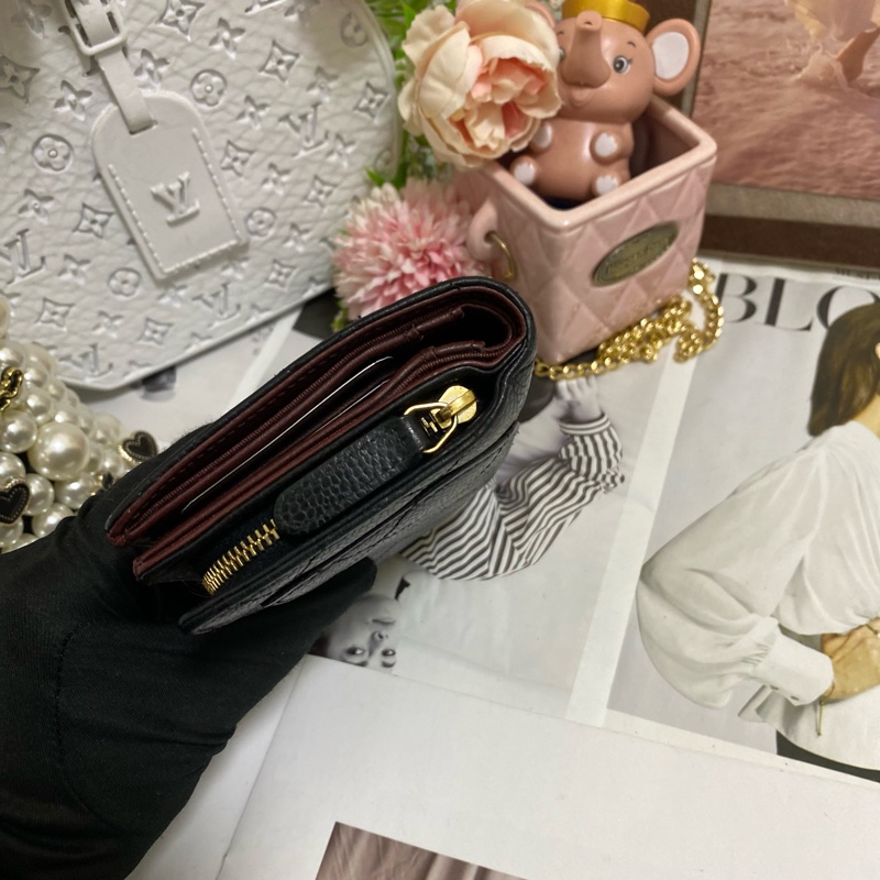 Chanel 荔枝小牛皮雙折拉鍊中夾 黑金🏅-28