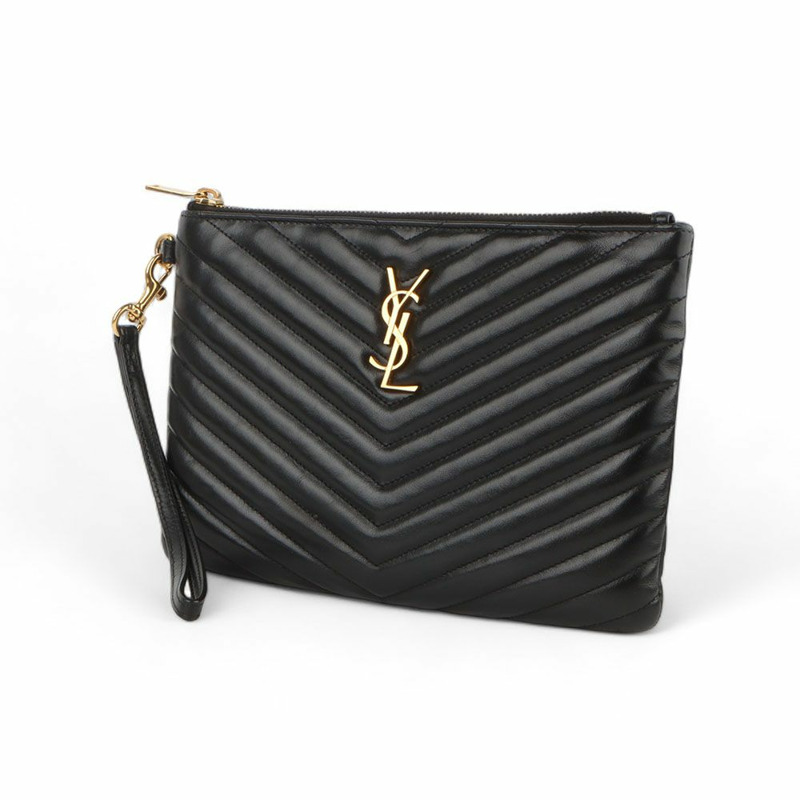 【包稅】SAINT LAURENT 小號馬特拉塞凸紋手拿包 379039-1