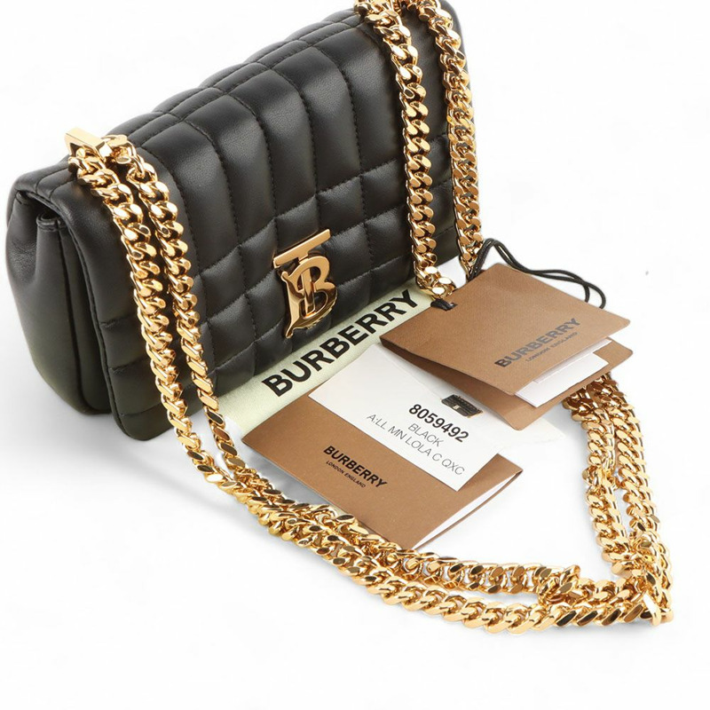 【包稅】BURBERRY 黑色皮革絎縫 TB Lola 迷你鏈條斜背包-7