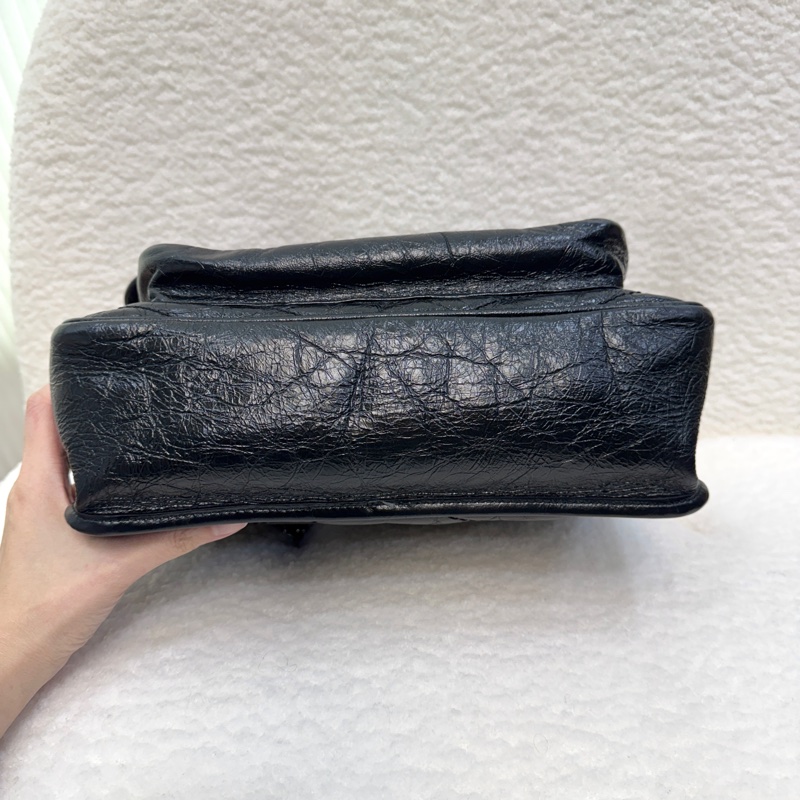 🩶聖羅蘭Niki YSL 黑色黑釦揉製牛皮復古銀鍊NIKI中號6331580-15