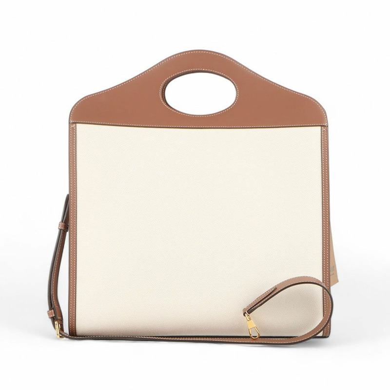 【包稅】BURBERRY 雙色帆布口袋包 中/32572-1