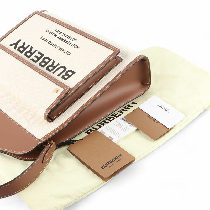 【包稅】BURBERRY 雙色帆布口袋包 中/32572-6