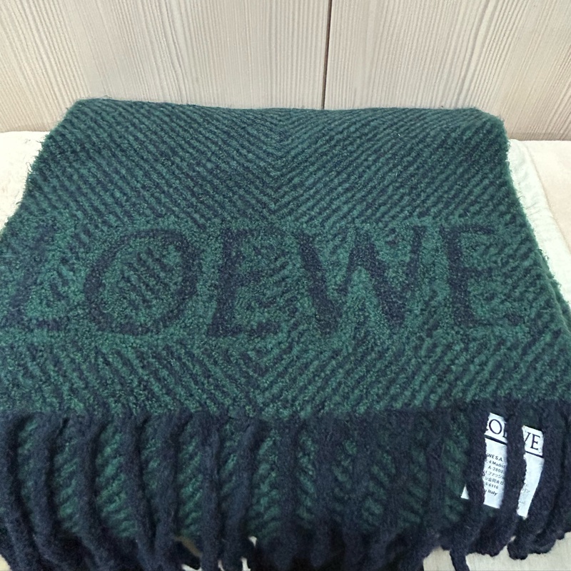 #全新附購證 羅意威 羊駝毛羊毛混紡Logo圍巾-5