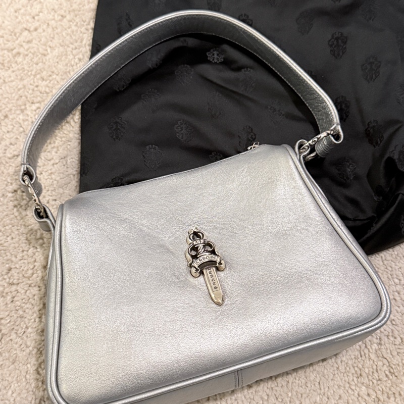 Chrome hearts✨全新 克羅心銀色雞塊包腋下包-0