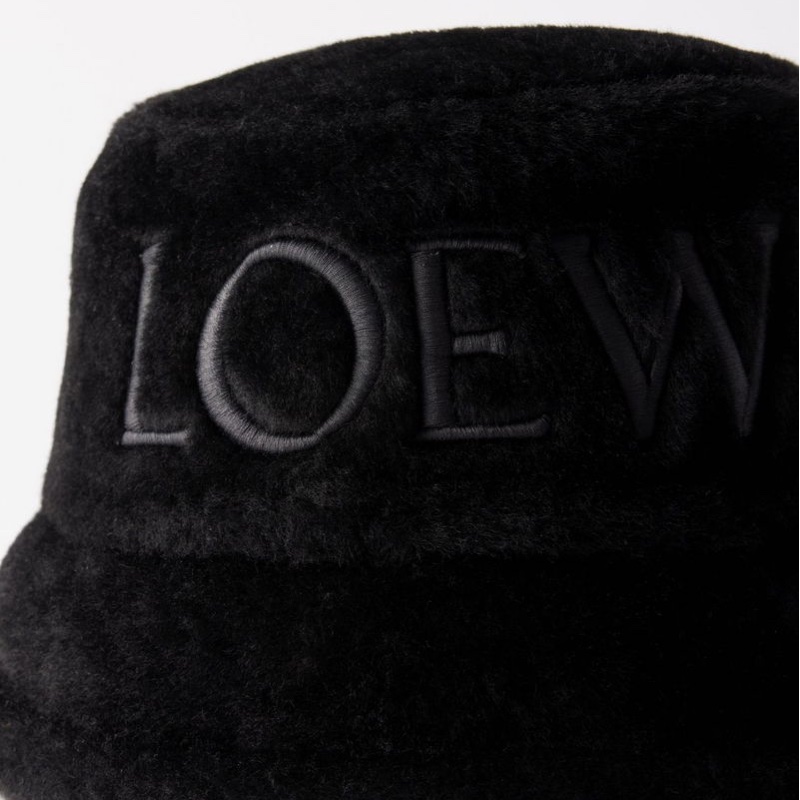#全新 Loewe 刺繡品牌logo羊毛皮漁夫帽 羊皮皮草漁夫帽 尺碼57、59-3
