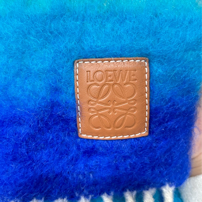 Loewe 條紋羊毛和馬海毛混紡圍巾 流蘇邊-4